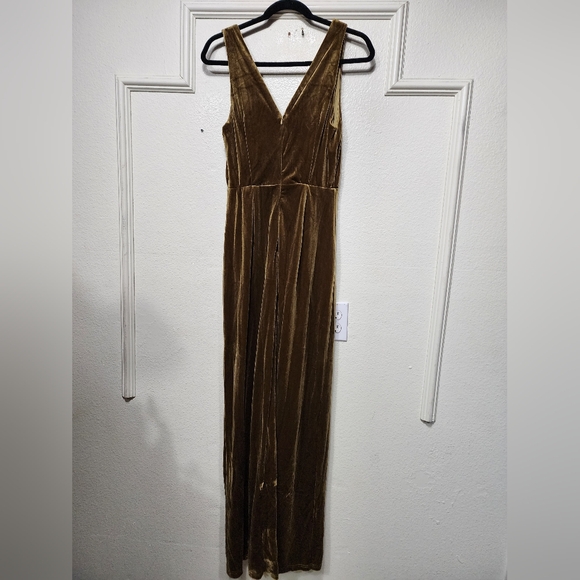 Lulus Beautiful Evenings Olive Green Velvet Twist-Front Maxi Dress Wedding Party - Picture 10 of 10